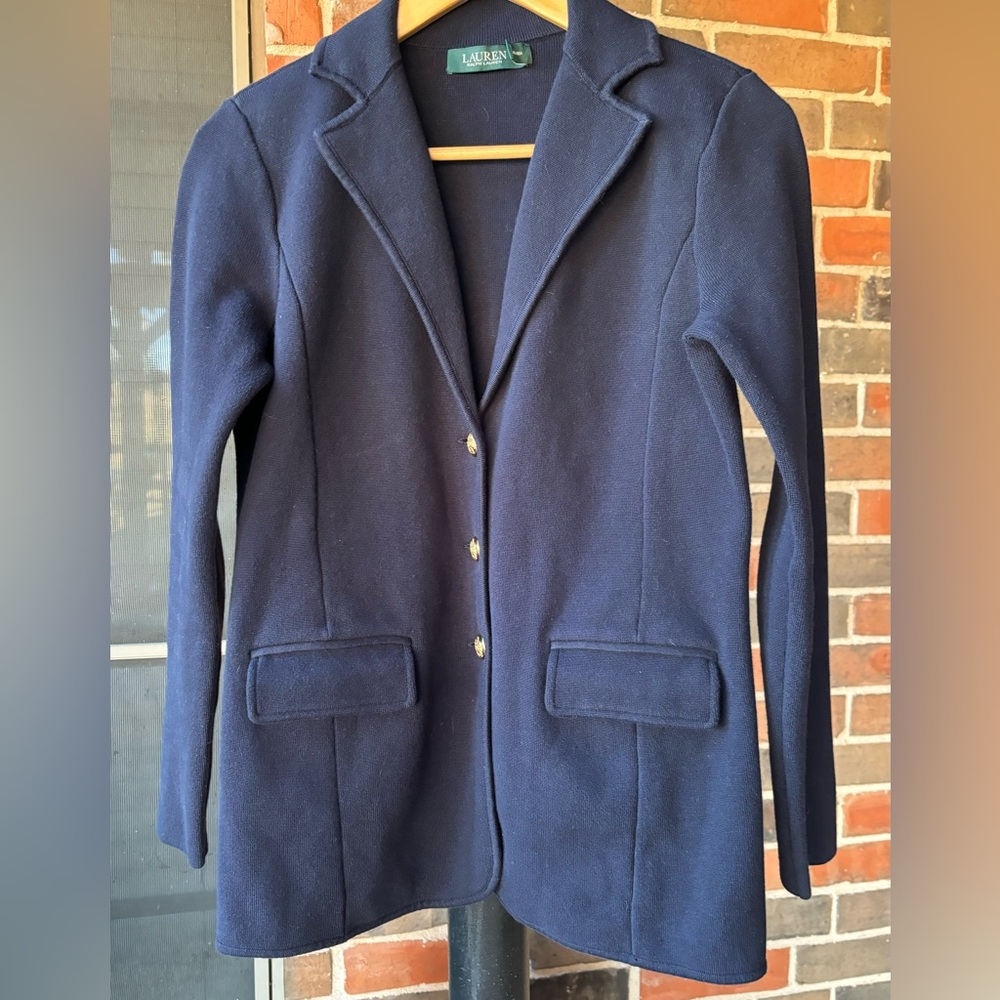 Lauren Ralph Lauren Navy Blue Cotton Blazer size M